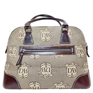 DOONEY & BOURKE Signature Logo Jacquard Domed Satchel Tote Vintage Beige Brown